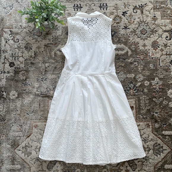 Ann Taylor Petite White Embroidered Sleeveless Dress - Picture 2 of 9